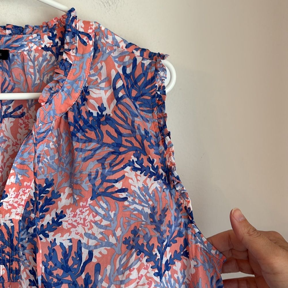 Talbots Ruffle Trim Shell Dynamic Coral Blue Slee… - image 7